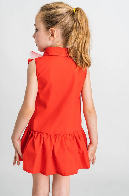 Girls Red Ruffle Shirt Dress Girls Red Ruffle Shirt Dress