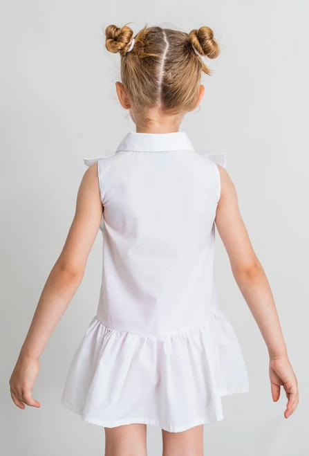 Girls White Ruffle Shirt Dress Girls White Ruffle Shirt Dress