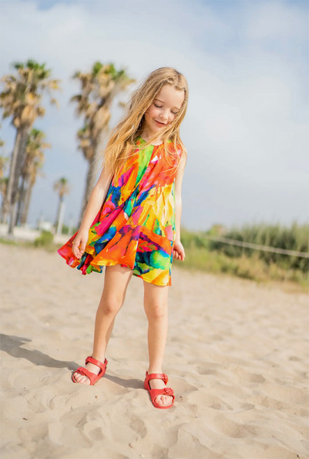 Ignite your child's imagination with our Multicolored Frill Dress - a riot of colors that amplifies the joyous spirit of childhood.