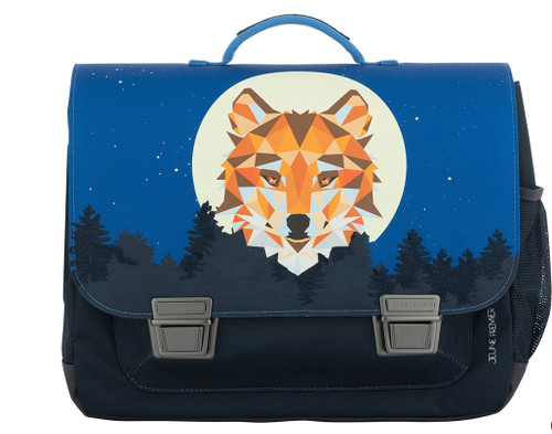 Wolfpack Explorer schoolbag, a modern classic for children aged 6-8 with a bold wolf head design."