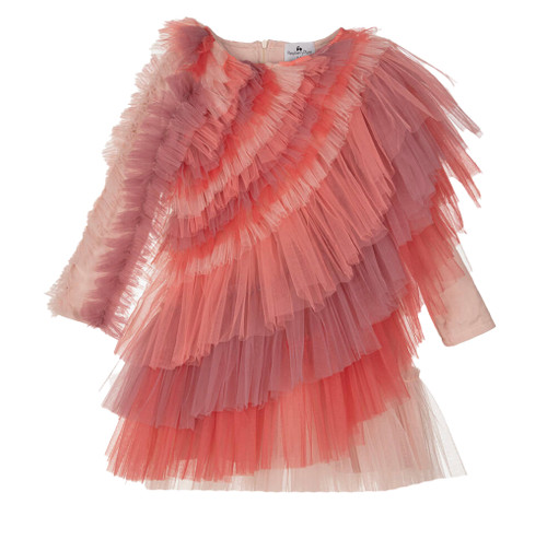 Girls Pink Tiered Tulle Swan Dress