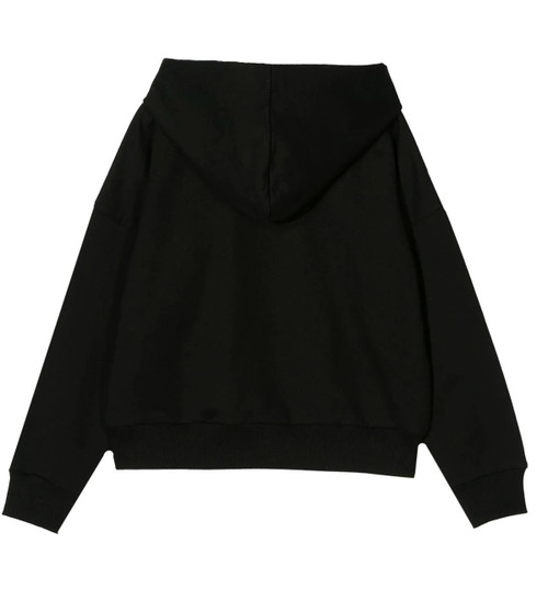back view of black Multicolour embroidered logo hoodie from Moncler Kids back view of black Multicolour embroidered logo hoodie from Moncler Kids