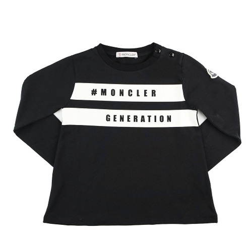 front view of black  "Moncler Generation" long sleeve T-Shirt from MONCLER KIDS front view of black  "Moncler Generation" long sleeve T-Shirt from MONCLER KIDS
