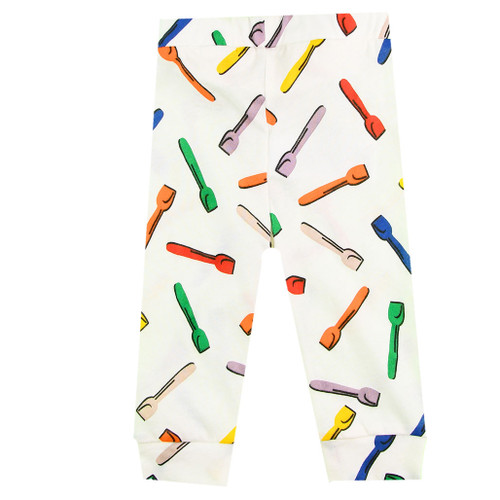 back view of white baby ice cream spoon leggings from Stella McCartney Kids back view of white baby ice cream spoon leggings from Stella McCartney Kids