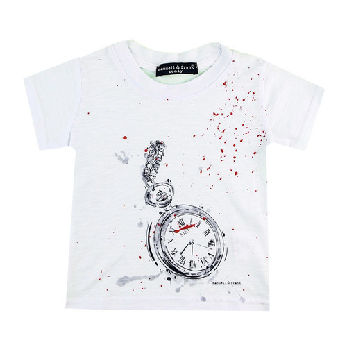 front view of white  Its M&F O'Clock T-Shirt from MANUELL & FRANK