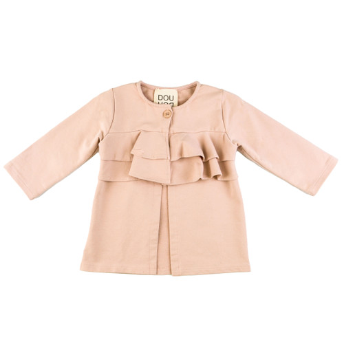 front view of Pink Frilled Chest Jacket from DOUUOD