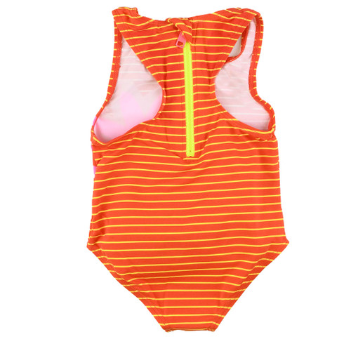 back view of girls orange Striped Swimsuit with Palm from STELLA McCARTNEY KIDS