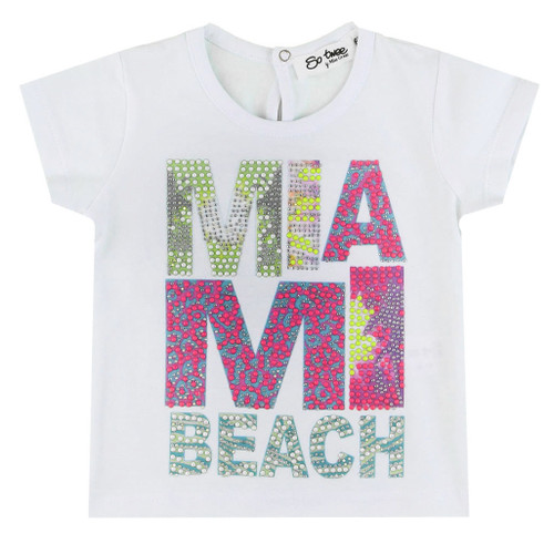 front of baby girl fashion Miami Beach T-Shirt for Girls from SO TWEE by MISS GRANT
