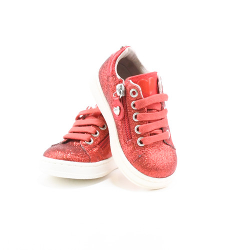 front/top of baby girl fashion  Glitter leather Red Sparkling Shoes from TWINSET