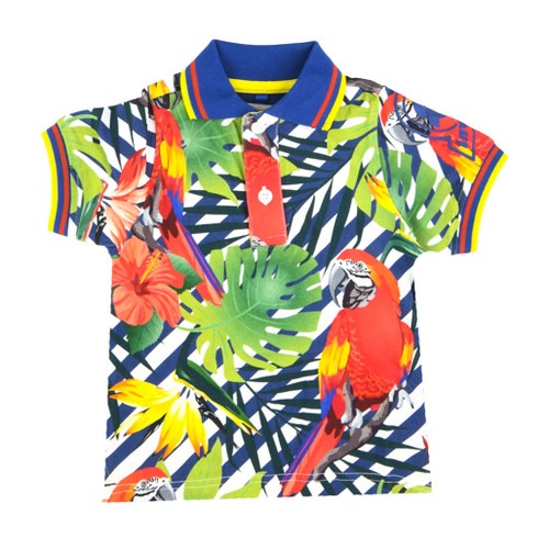 front view of boy and girl fashion funky Tropic Flower Shirt from INVICTA