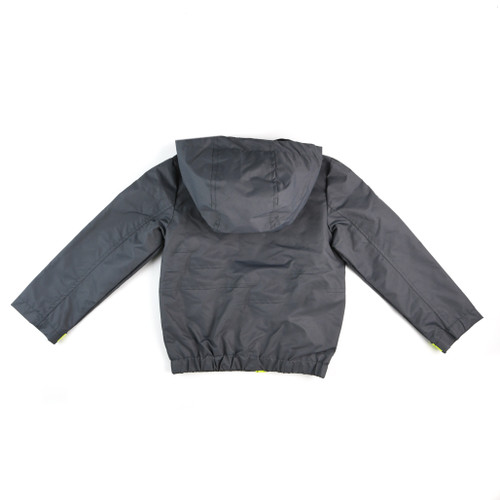 back of boy fashion "Dry and Stylish" black Rain Jacket from PERRY ELIS back of boy fashion "Dry and Stylish" black Rain Jacket from PERRY ELIS