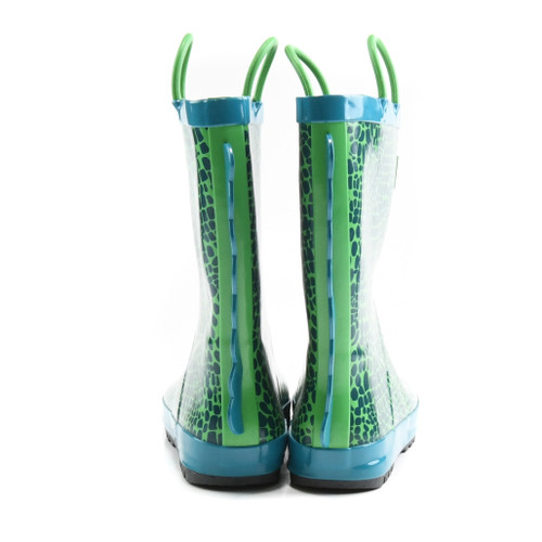 back of baby girl and boy fashion "Biggest Splash" green crocodile Rain Outdoor Boots  from OAKI back of baby girl and boy fashion "Biggest Splash" green crocodile Rain Outdoor Boots  from OAKI