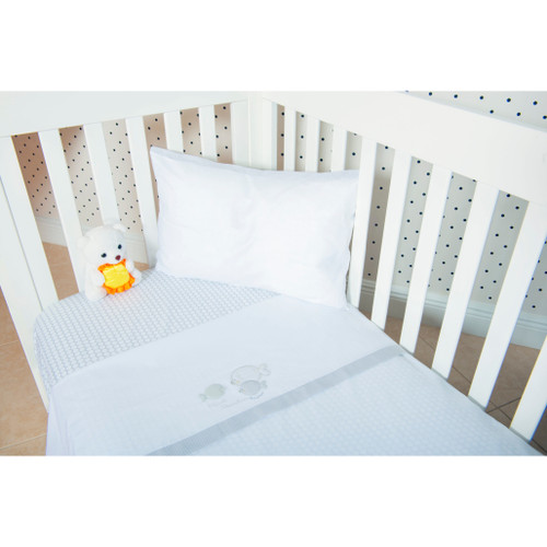 ANDY & HELEN - Light Grey and White Crib Sheet Set  Three Little Fish ANDY & HELEN - Light Grey and White Crib Sheet Set  Three Little Fish