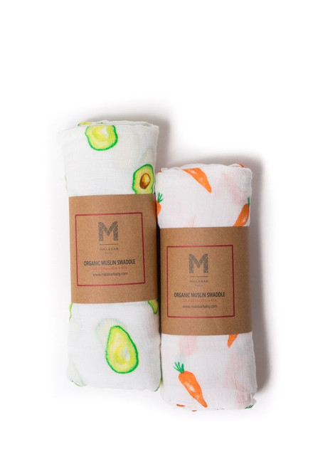 MALABAR BABY GOTS Certified Organic Swaddle Set - First Food for Girls and Boys MALABAR BABY GOTS Certified Organic Swaddle Set - First Food for Girls and Boys