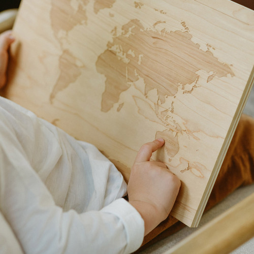 Wooden World Map - Large Montessori Tabletop Reference Board Wooden World Map - Large Montessori Tabletop Reference Board