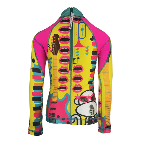 KRIO + COLOR Rash Guard Rockstar Monkey Long Sleeve Shirt for Girls KRIO + COLOR Rash Guard Rockstar Monkey Long Sleeve Shirt for Girls