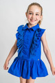 Girls Blue Ruffle Shirt Dress