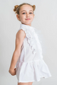 Girls White Ruffle Shirt Dress