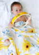 MALABAR BABY GOTS Certified Organic Swaddle Set - Sunflower and Butterflies for Girls