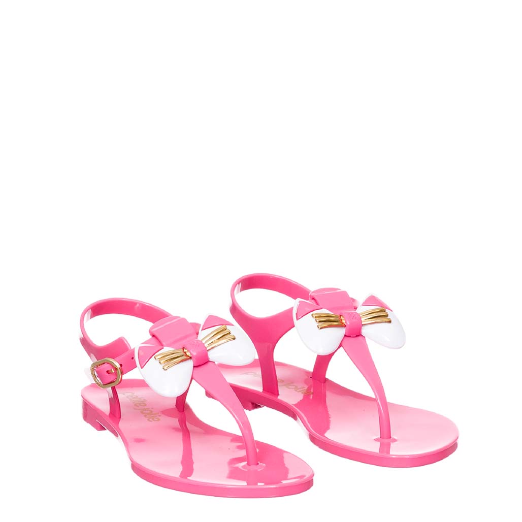 PETITE JOLIE 'Take A Bow' Orange/ Pitaya Sandals for Girls