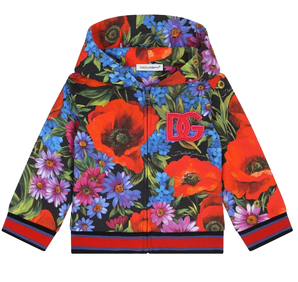 All over logo print cotton hoodie - Dolce & Gabbana - Girls