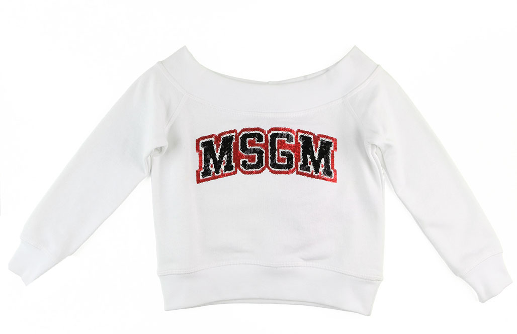 ☆MSGM☆BRUSHED LOGO SWEATSHIRT スウェットシャツ MSGM White Off Shoulder Sweatshirt - Girls' Collection