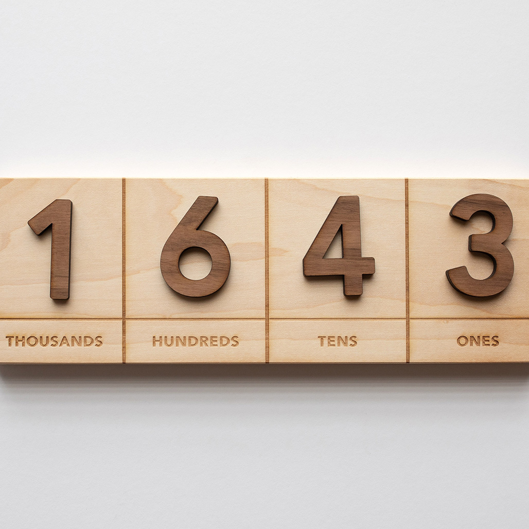 Wooden Number Set Handmade Walnut Wood Numerals & Math Equation Symbols  montessori Movable Numbers and Homeschool Math Wooden Toys 