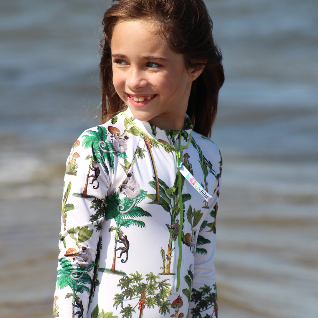 KRIO + COLOR Jungle Rash Guard Bodysuit for Girls