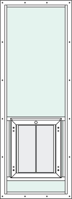 In-Glass pet door with Signature 2466 Trim Kit, center placement, and rise feature