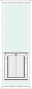 In-Glass pet door with Signature 2466 Trim Kit, center placement, and rise feature