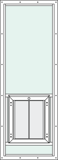 In-Glass pet door with Signature 2466 Trim Kit, center placement, and rise feature