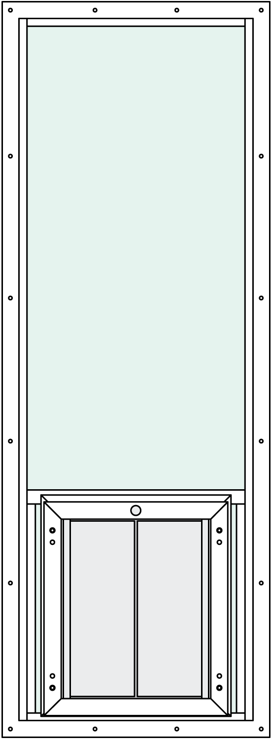 In-Glass pet door with Signature 2466 trim kit, center placement