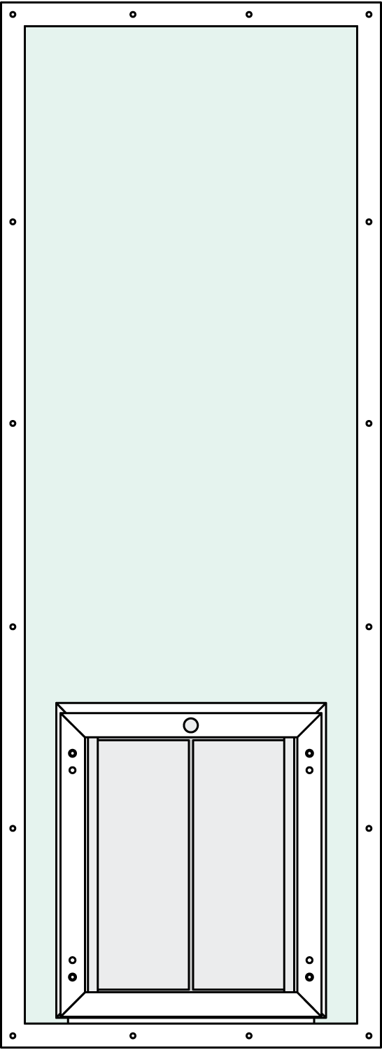 In-Glass pet door with Custom 2466 Trim Kit, center placement