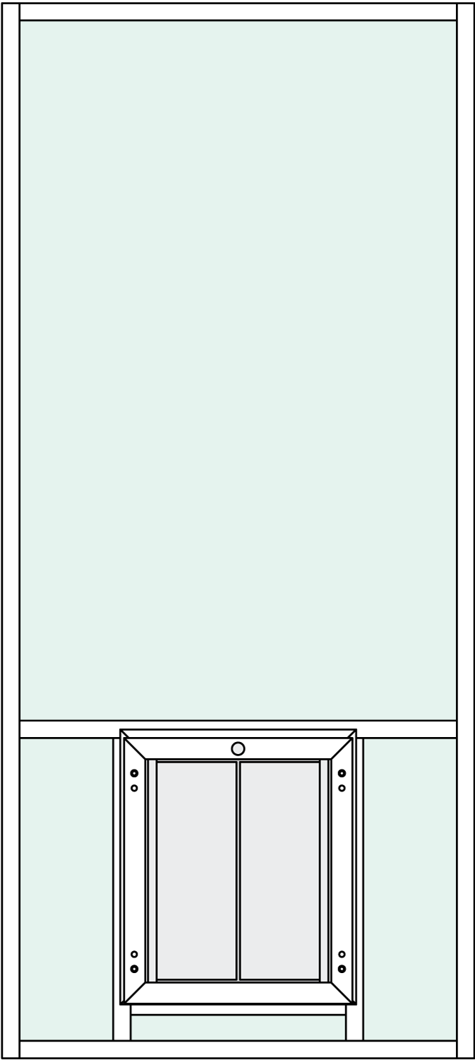 Signature In-Glass pet door with center placement and rise feature
