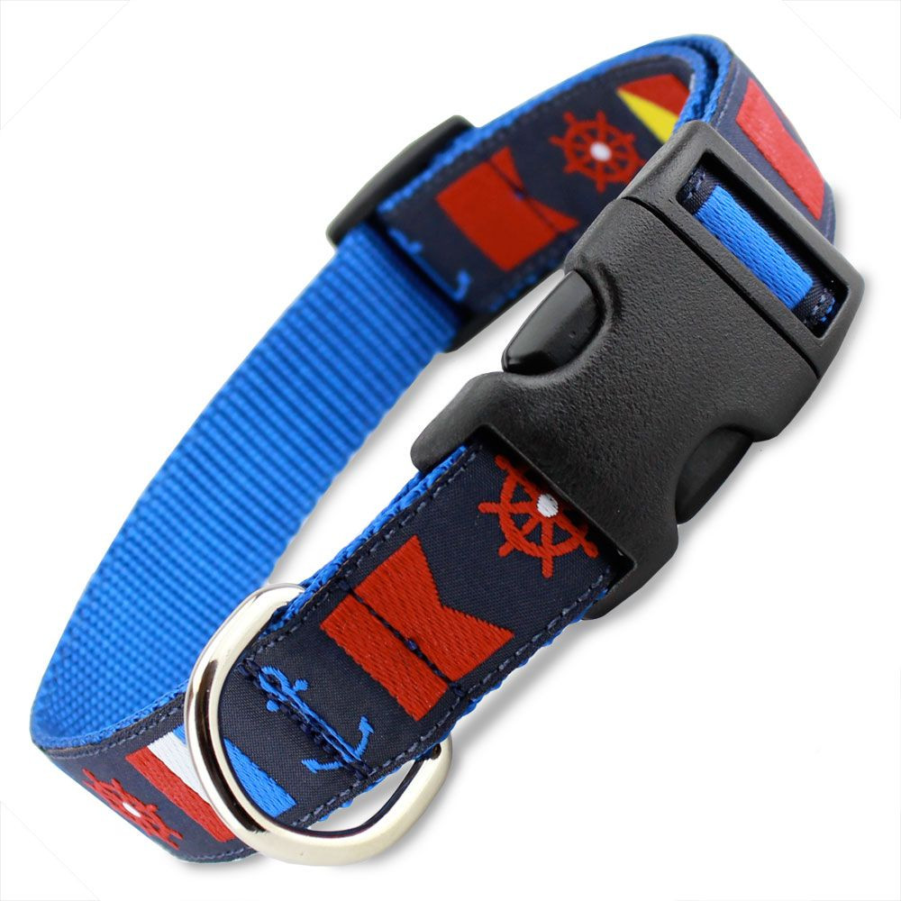 Nautical Dog Collar, Anchors, Flags, Ship Wheels, Snap On Dog Collar