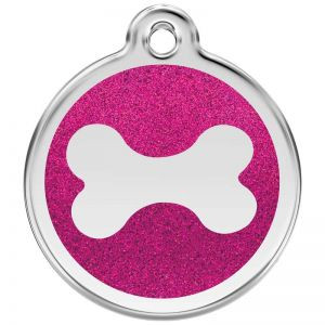 Hot Pink LED Dog Tag, Safety Light for Dog Collar