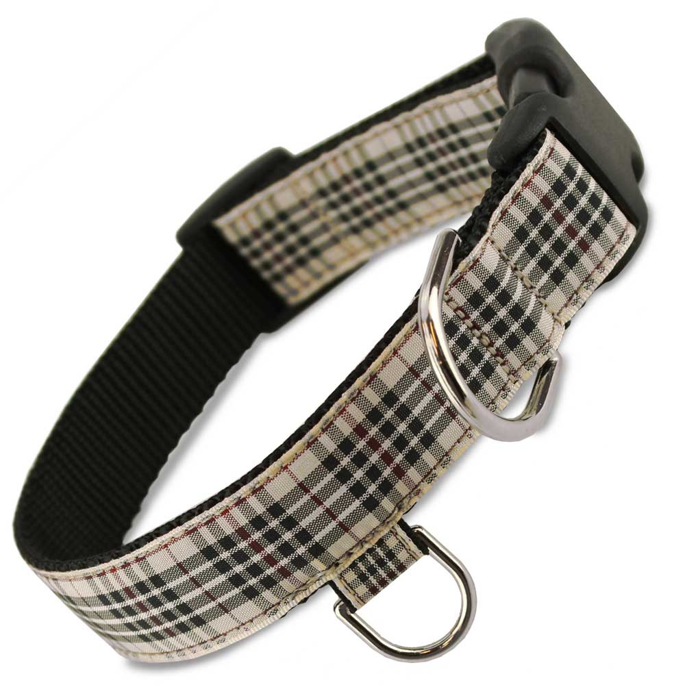 London Furberry Plaid Dog Collar, Designer Dog Collar