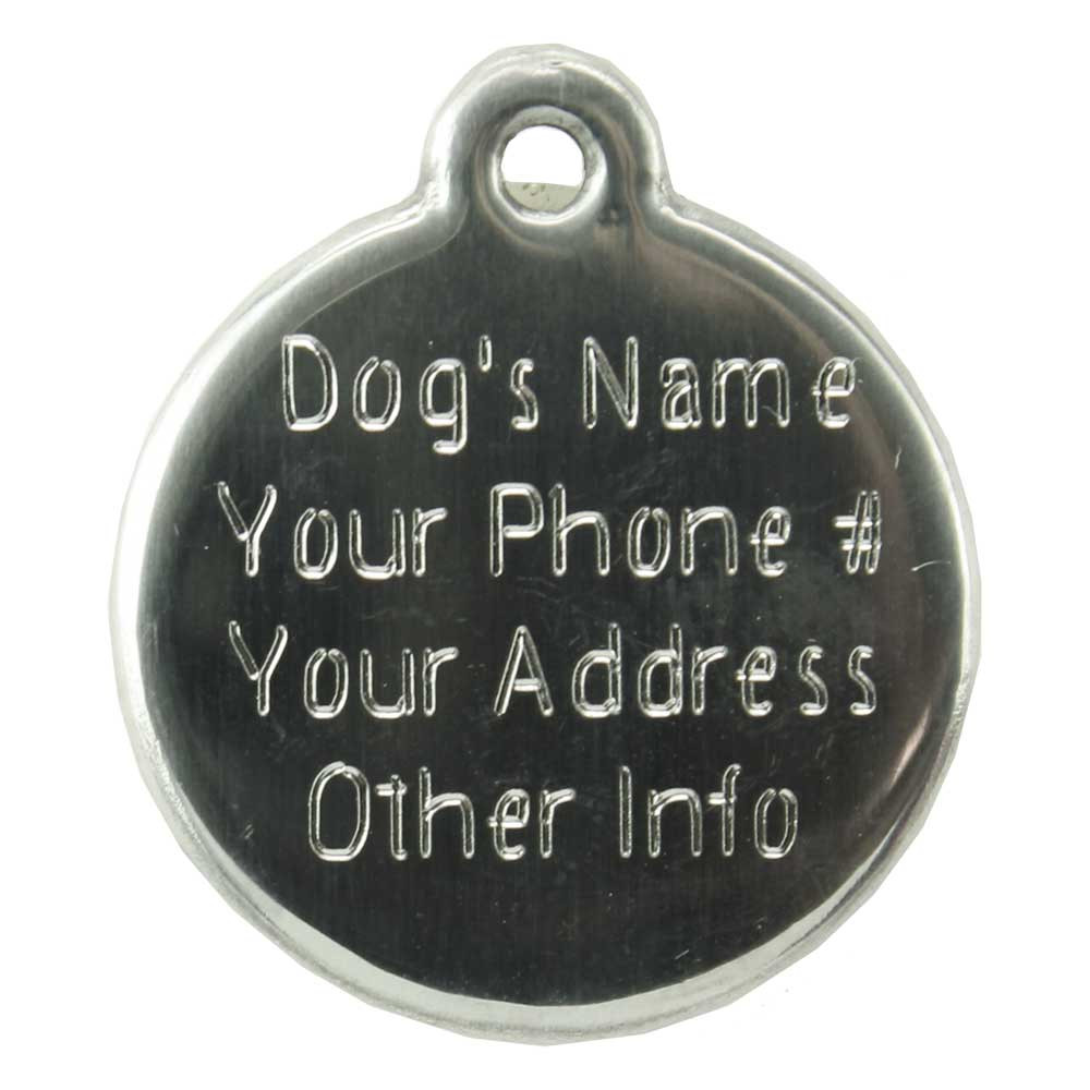 Bone Dog ID Tag, Red Enameling, Stainless Steel Name Tag