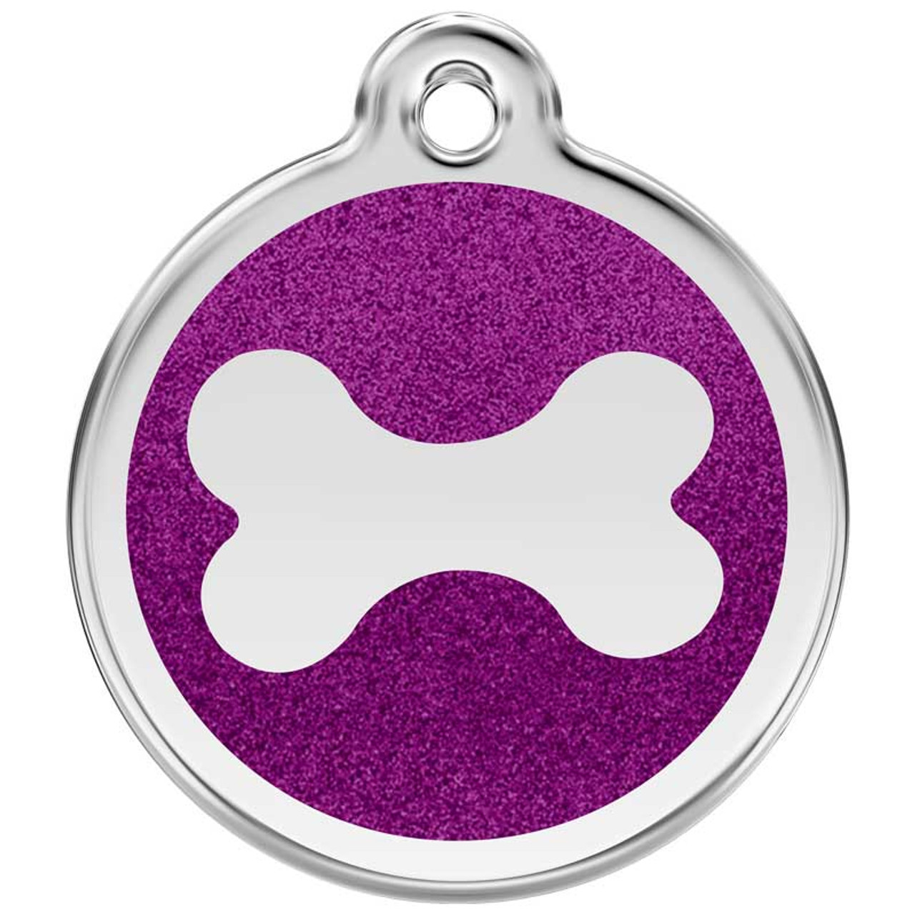 Bone Dog ID Tag, Purple Enamel Stainless Steel Tag