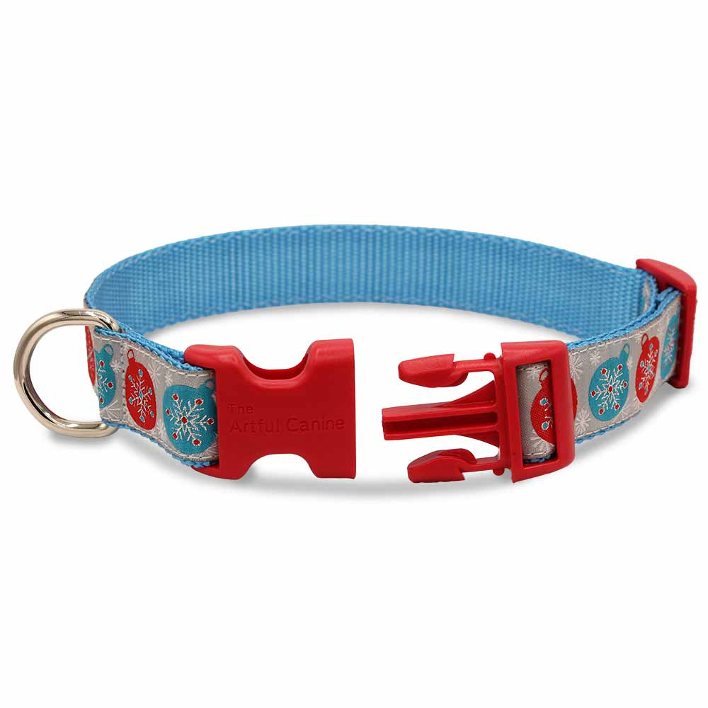 Christmas Dog Collar with Snowflakes on Red