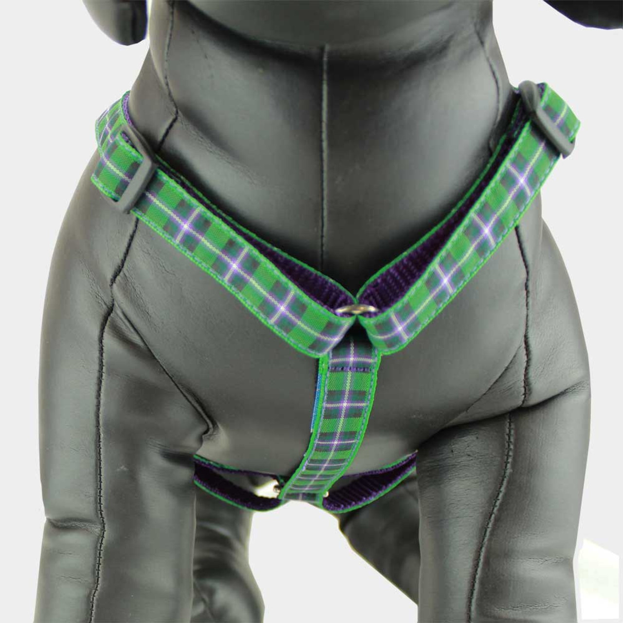 Green tartan dog harness Clearance