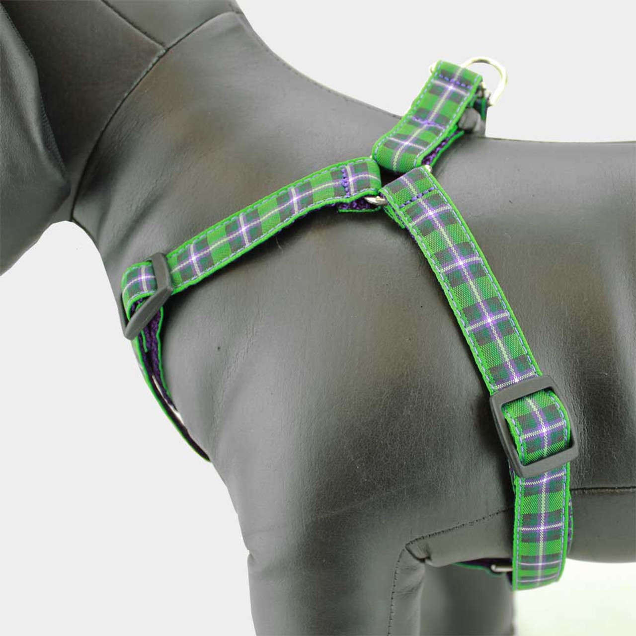 Green Plaid Dog Harness