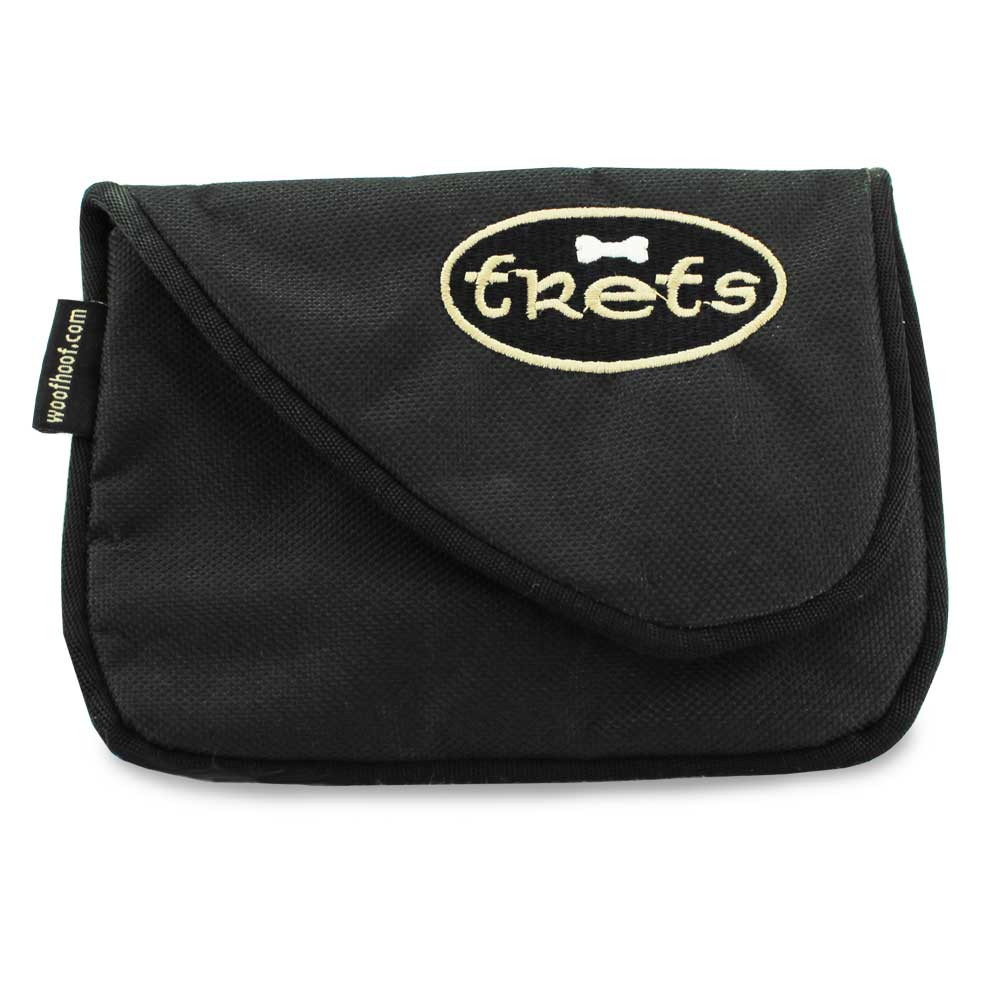 black dog treat pouch