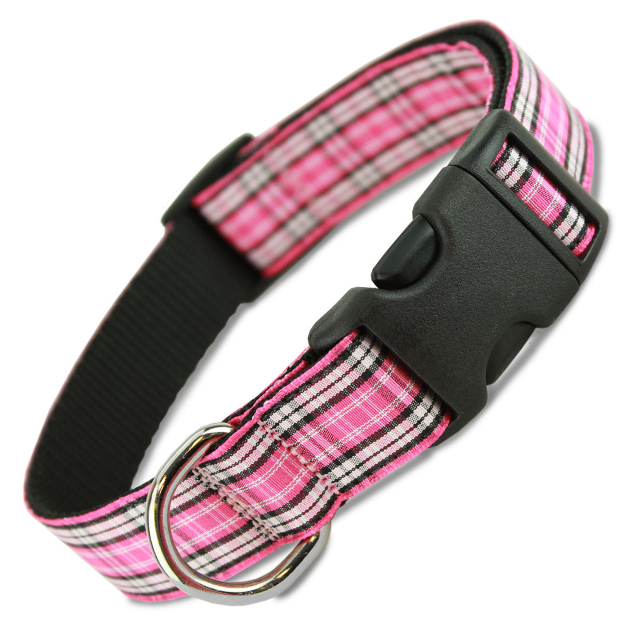 Pink Plaid Dog Collar, a Cute Pink Dog Collar for Girls