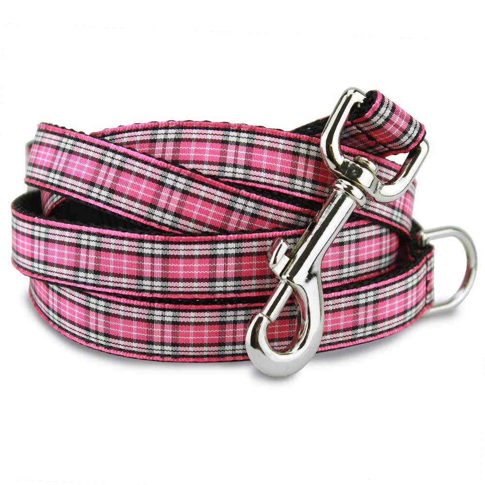 pink tartan dog collar