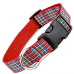 Scottish Plaid Dog Collar, Red Royal Stewart Tartan Quick Release Snap On Style Buckle