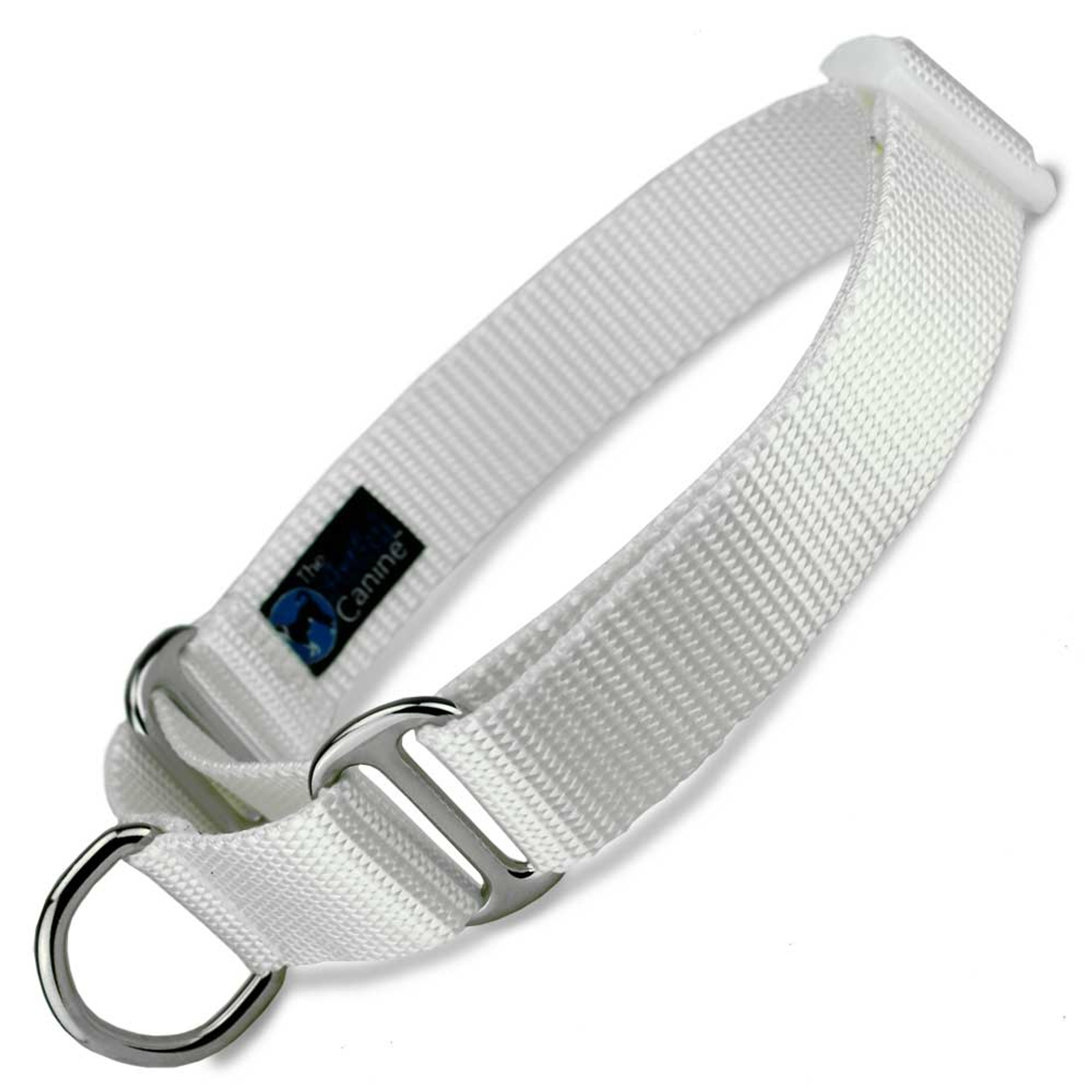 White Nylon Dog Collar, quick release buckle