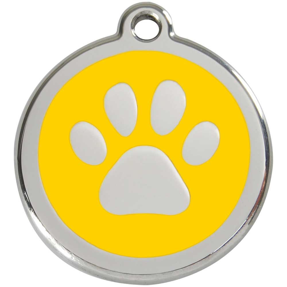 Paw Print Dog ID Tag, Blue Enamelling Stainless Steel ID Tag
