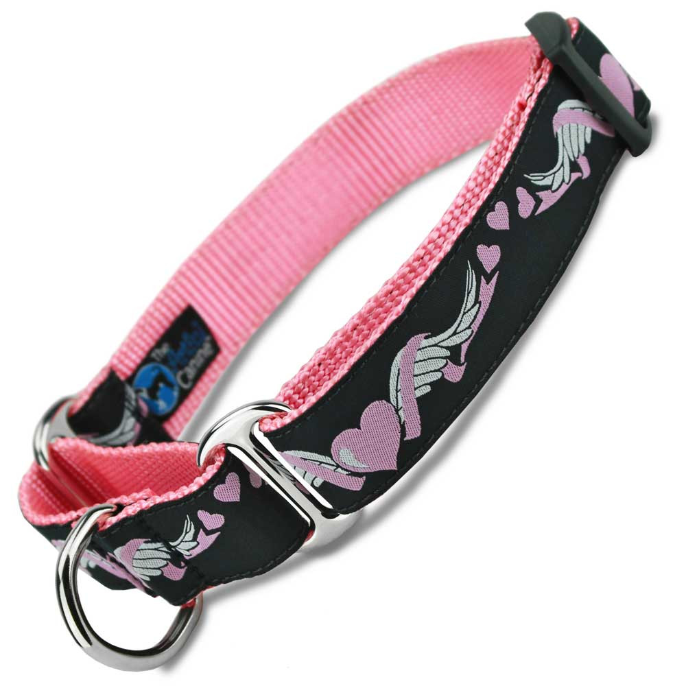 Irish Martingale Dog Collar, Celtic Knots and Pink Clover, Nylon