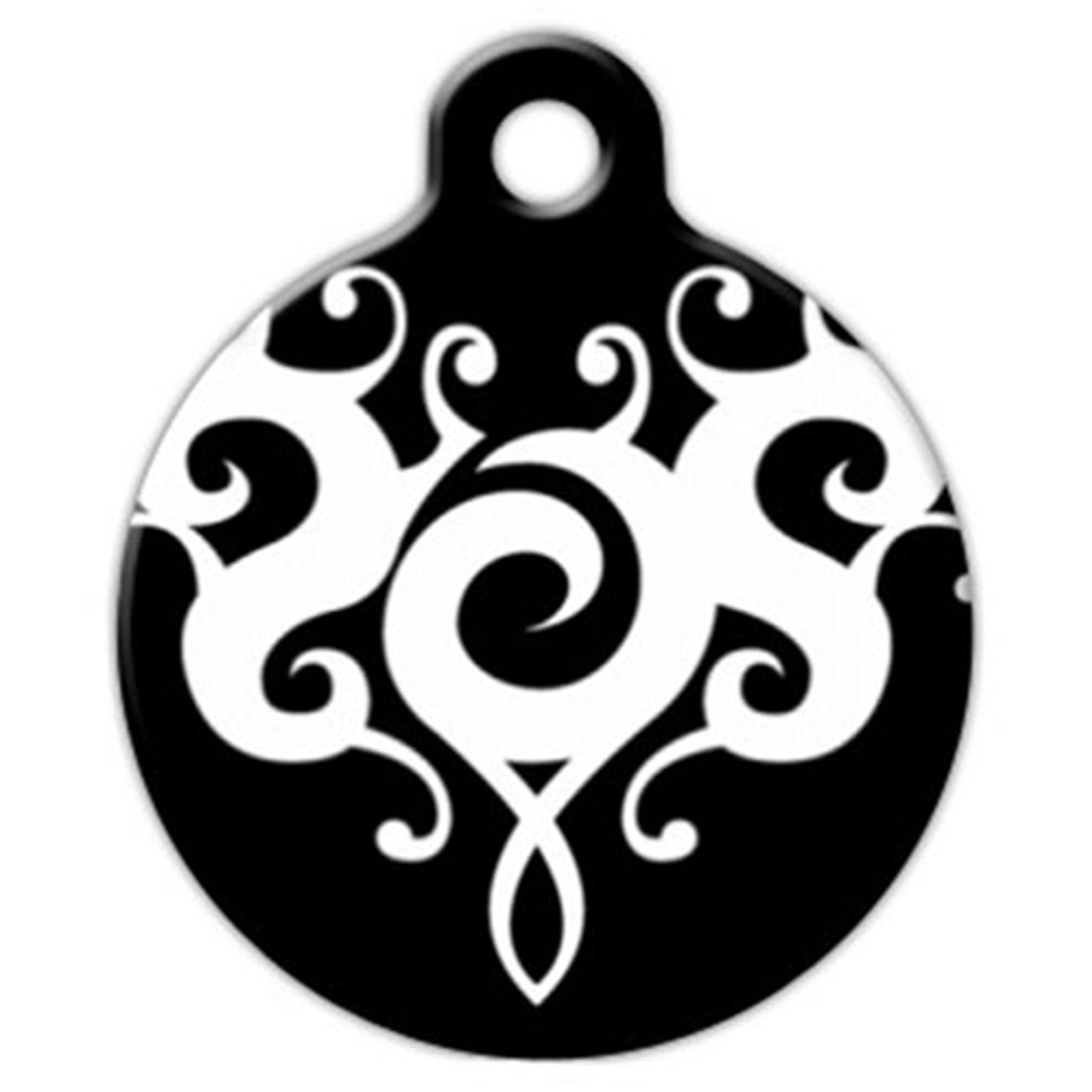 tattoo-dog-id-tag-flaming-scrolls